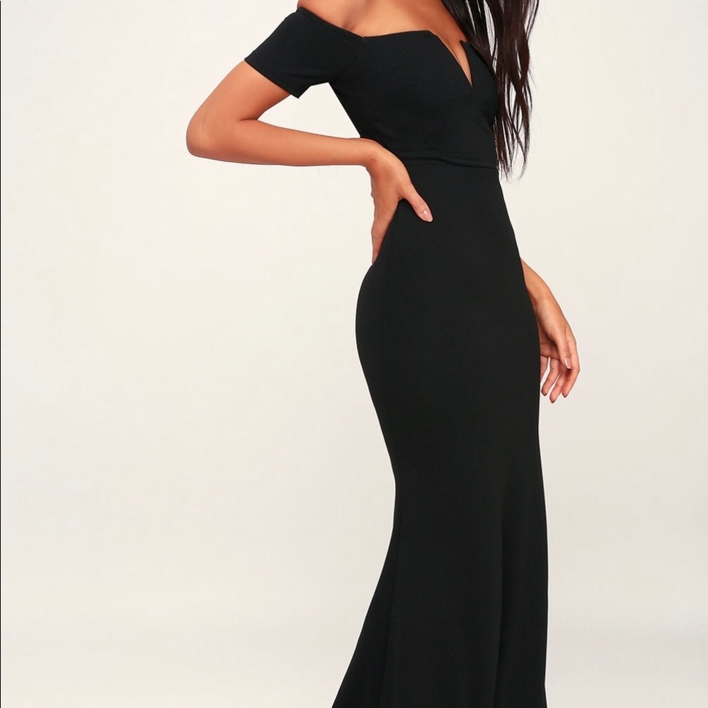 Lulu’s black off the shoulder maxi dress